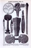 Stich aus 1893 zeigt Objekte der Ozeanisch australischen...