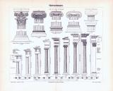 Stich aus 1893 zeigt verschiedene Säulenformen aus der Architektur.