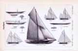 Stich aus 1893 zeigt verschiedene Typen von Segelschiffen.