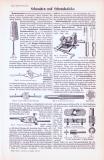 Technische Abhandlung mit Stichen aus 1893 zum Thema Schrauben und Schraubstöcke.