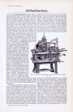 Technische Abhandlung mit Stichen aus 1893 zum Thema Schriftgießmaschinen.