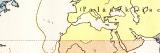 Farbige Illustration einer Weltkarte von 1890 zeigt die...