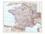 Farbig illustrierte Karte aus dem Jahr 1881 zeigtz Frankreich mit seinen Departements im Maßstab 1 zu 3 Millionen.