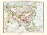 Farbig illustrierte Karte aus dem Jahr 1881 zeigt Asien...