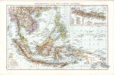 Zentralasien und Ostindien Karte ca. 1881 Original der Zeit