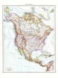 Farbig illustrierte Karte aus dem Jahr 1881 zeigt den nördlichen Teil Amerikas im Maßstab 1 zu 20 Millionen.