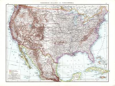 Vereinigte Staaten Landkarte ca. 1881 Original der Zeit