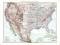 Farbig illustrierte Karte aus dem Jahr 1881 zeigt die Vereinigten Staaten von Nordamerika im Maßstab von 1 zu 10 Millionen.