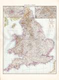Farbig illustrierte Karte aus dem Jahr 1881 zeigt England...