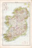 England und Wales Landkarte ca. 1881 Original der Zeit
