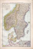 Farbig illustrierte Karte aus dem Jahr 1881 zeigt den...