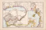 Nordwestliches Afrika Landkarte ca. 1881 Original der Zeit