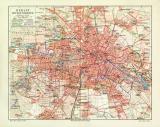 Berlin mit Vororten historischer Stadtplan Karte Lithographie ca. 1902