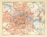Breslau historischer Stadtplan Karte Lithographie ca. 1903