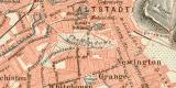Edinburgh historischer Stadtplan Karte Lithographie ca. 1904