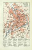 Erfurt historischer Stadtplan Karte Lithographie ca. 1904