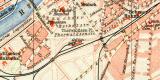 Frankfurt a.M. historischer Stadtplan Karte Lithographie...
