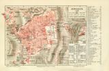 Jerusalem historischer Stadtplan Karte Lithographie ca. 1905