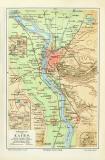 Kairo Umgebung historischer Stadtplan Karte Lithographie...
