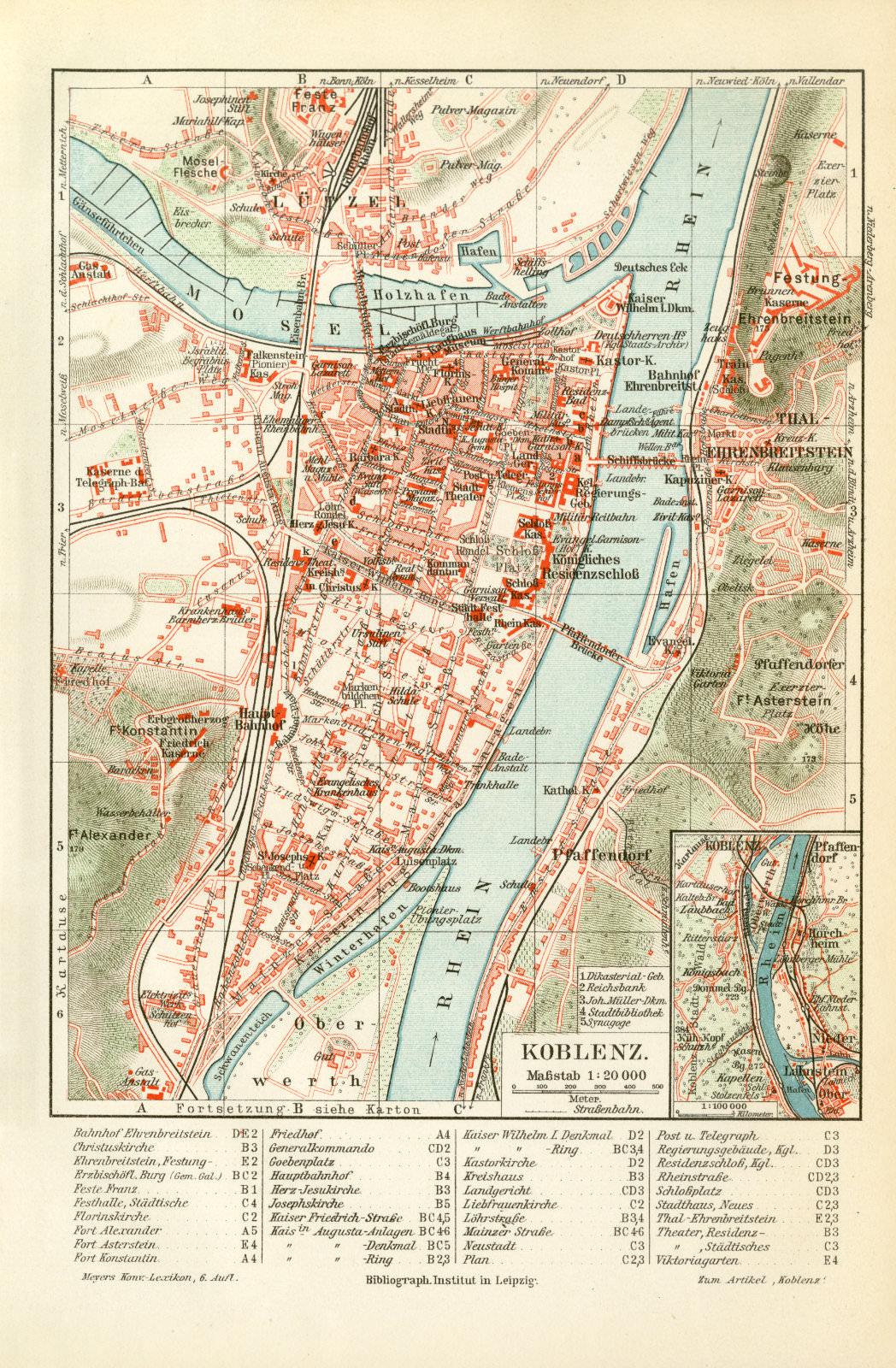 1905 antike Stadtkarte Köln historischer Stadtplan Karte Lithographie ca