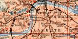 London Umgebung historischer Stadtplan Karte Lithographie ca. 1905