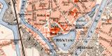 L&uuml;beck historischer Stadtplan Karte Lithographie ca. 1905