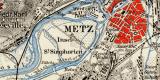 Metz Umgebung historische Landkarte Lithographie ca. 1906