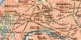 Paris Umgebung historischer Stadtplan Karte Lithographie ca. 1906