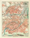 Strassburg historischer Stadtplan Karte Lithographie ca. 1908
