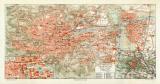 Stuttgart historischer Stadtplan Karte Lithographie ca. 1908