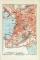 Triest historischer Stadtplan Karte Lithographie ca. 1908