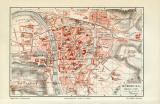 Würzburg historischer Stadtplan Karte Lithographie ca. 1908