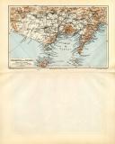 Neapel + Umgebung historischer Stadtplan Karte Lithographie ca. 1906