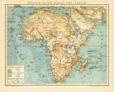 Physikalische Karte von Afrika historische Landkarte Lithographie ca. 1899