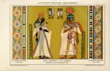 Altägyptische Malerei historische Bildtafel Chromolithographie ca. 1892