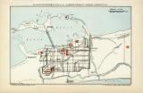 Alexandrien im ersten Jahrhundert vor und nach Christus II. im 3. - 5. Jahrhundert nach Christus historischer Stadtplan Karte Lithographie ca. 1892
