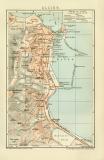 Farbige Lithographie aus dem Jahr 1891 zeigt einen Stadtplan von Algier im Maßstab 1 zu 20.500.