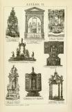 Stich aus 1891 zeigt 8 Altäre aus verschiedenen Epochen,...