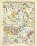 Geschichtliche Entwicklung der Staaten Amerikas historische Landkarte Lithographie ca. 1899