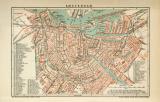 Amsterdam historischer Stadtplan Karte Lithographie ca. 1899