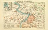 Antwerpen und Umgebung historischer Stadtplan Karte Lithographie ca. 1899