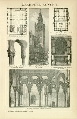 Arabische Kunst I.-II. Holzstich 1892 Original der Zeit