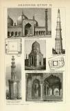 Arabische Kunst I. - II. historische Bildtafel Holzstich ca. 1892
