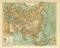 Physikalische Karte von Asien historische Landkarte Lithographie ca. 1899