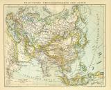Politische Übersichtskarte von Asien historische Landkarte Lithographie ca. 1899