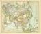 Farbige Lithographie aus dem Jahr 1891 zeigt eine politische Landkarte von Asien im Maßstab 1 zu 48 Millionen.