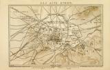 Das alte Athen historische Landkarte Lithographie ca. 1900