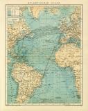 Atlantischer Ocean historische Landkarte Lithographie ca. 1899