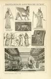 Babylonisch - Assyrische Kunst - Altertümer historische Bildtafel Holzstich ca. 1892
