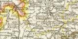 Baden Hohenzollern und Württemberg historische Landkarte Lithographie ca. 1898